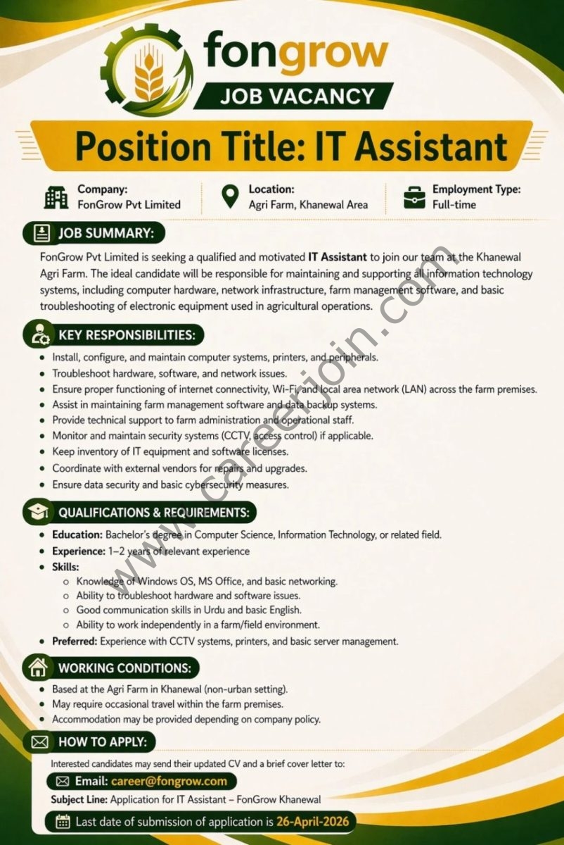 Fon Grow Pvt Limited Jobs IT Assistant  1