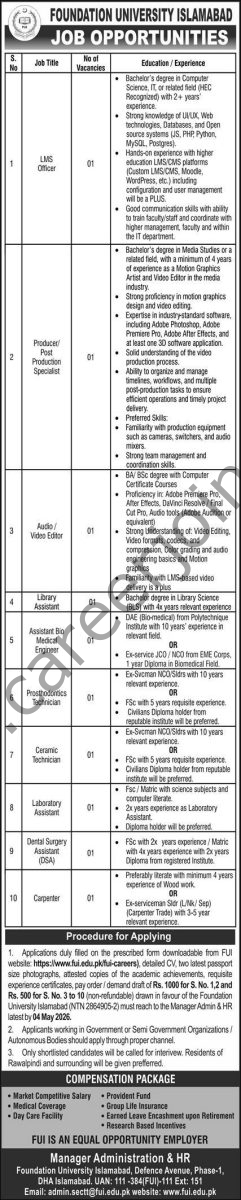 Foundation University Islamabad Jobs 19 April 2026 Express 1