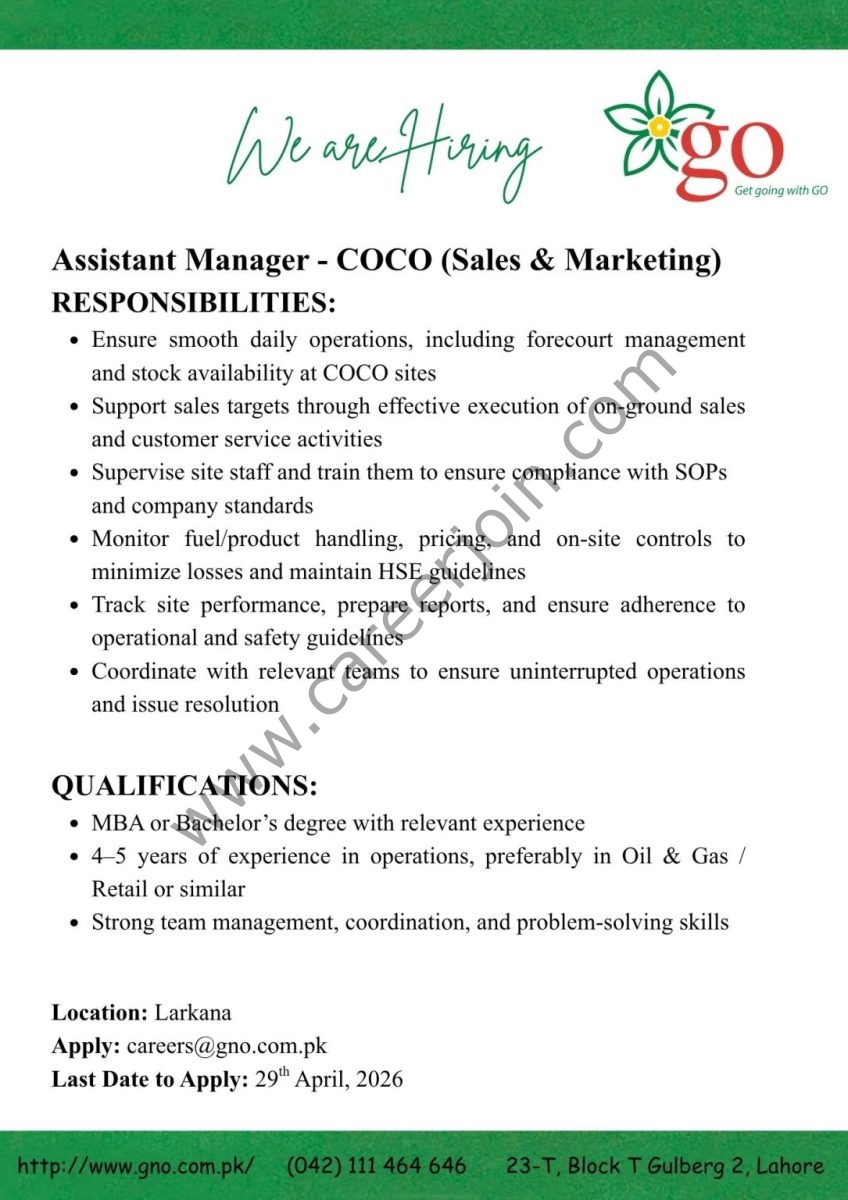 Gas & Oil Pakistan Ltd Jobs Assistant Manager COCO 1