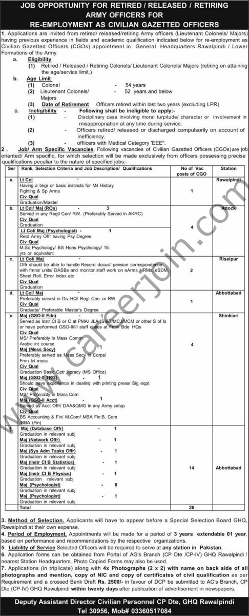 General Headquarters GHQ Rawalpindi Jobs 05 April 2026 Express 1