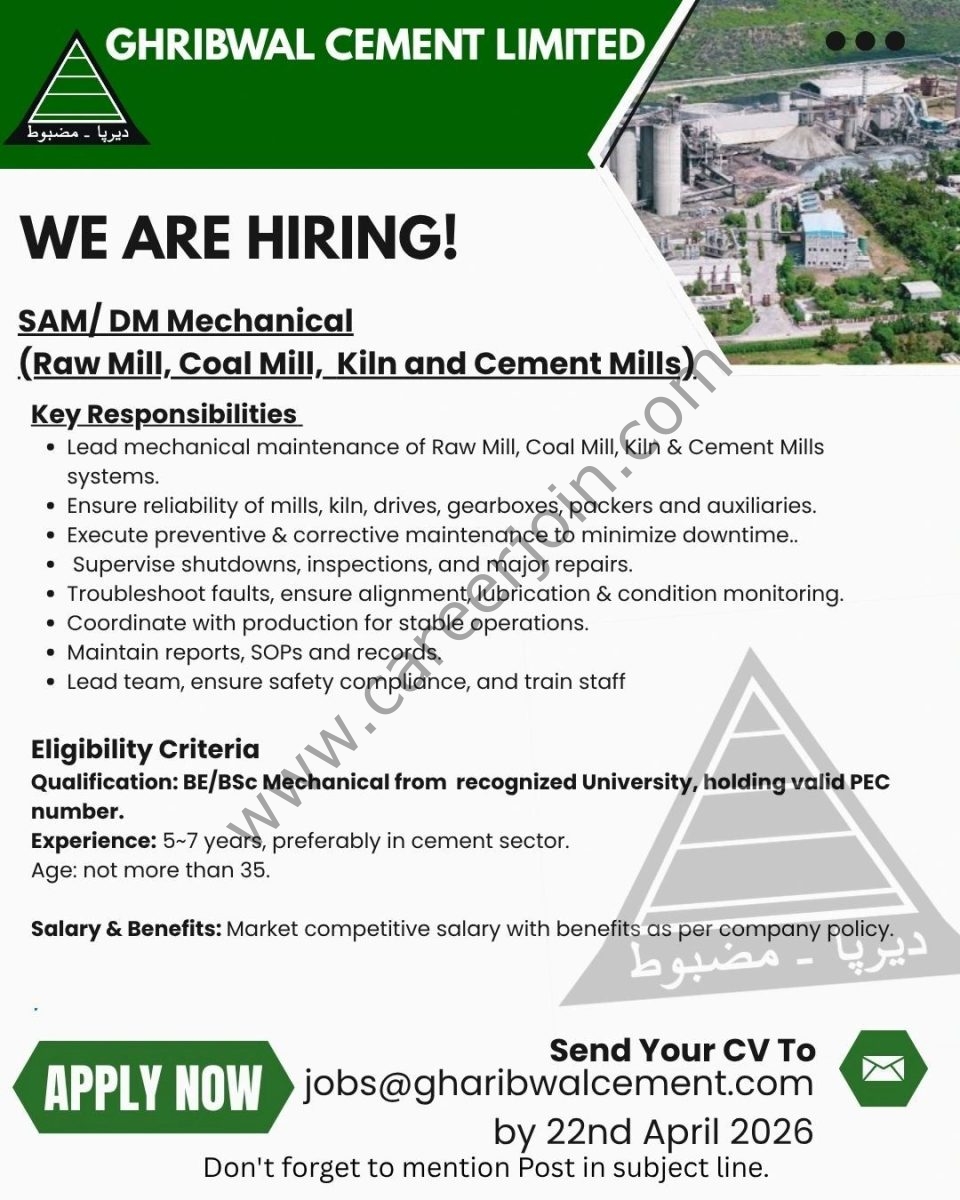 Gharibwal Cement Limited Jobs SAM/ DM Mechanical 1