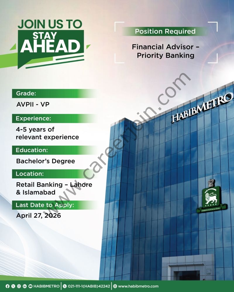 Habib Metropolitan Bank Jobs Financial Advisor 1
