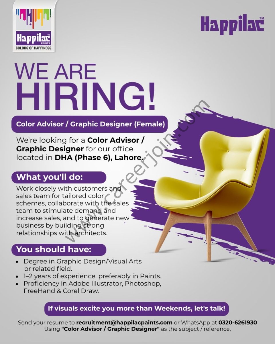 Happilac Paints Jobs Color Advisor / Graphic Designer (Female) 1