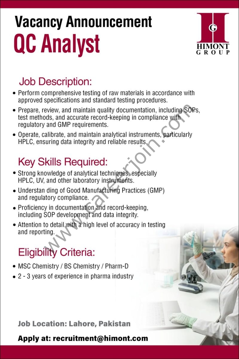 Himont Group Jobs QC Analyst 1