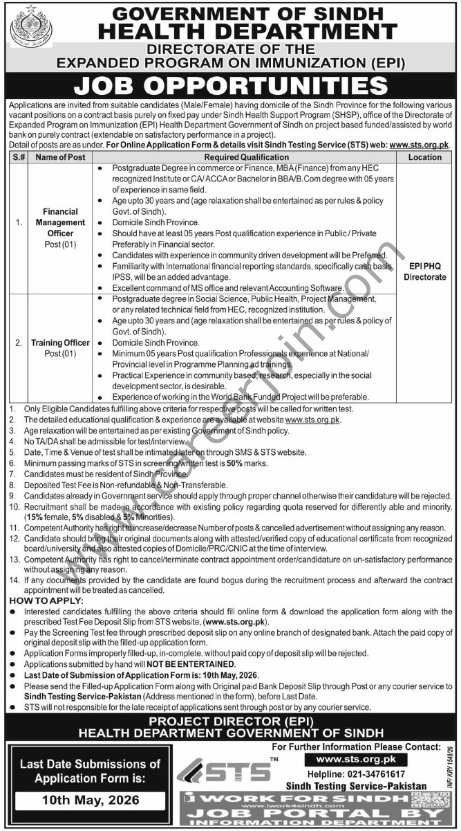 Health Department Sindh Jobs 23 Jobs April 2026 Dawn 1