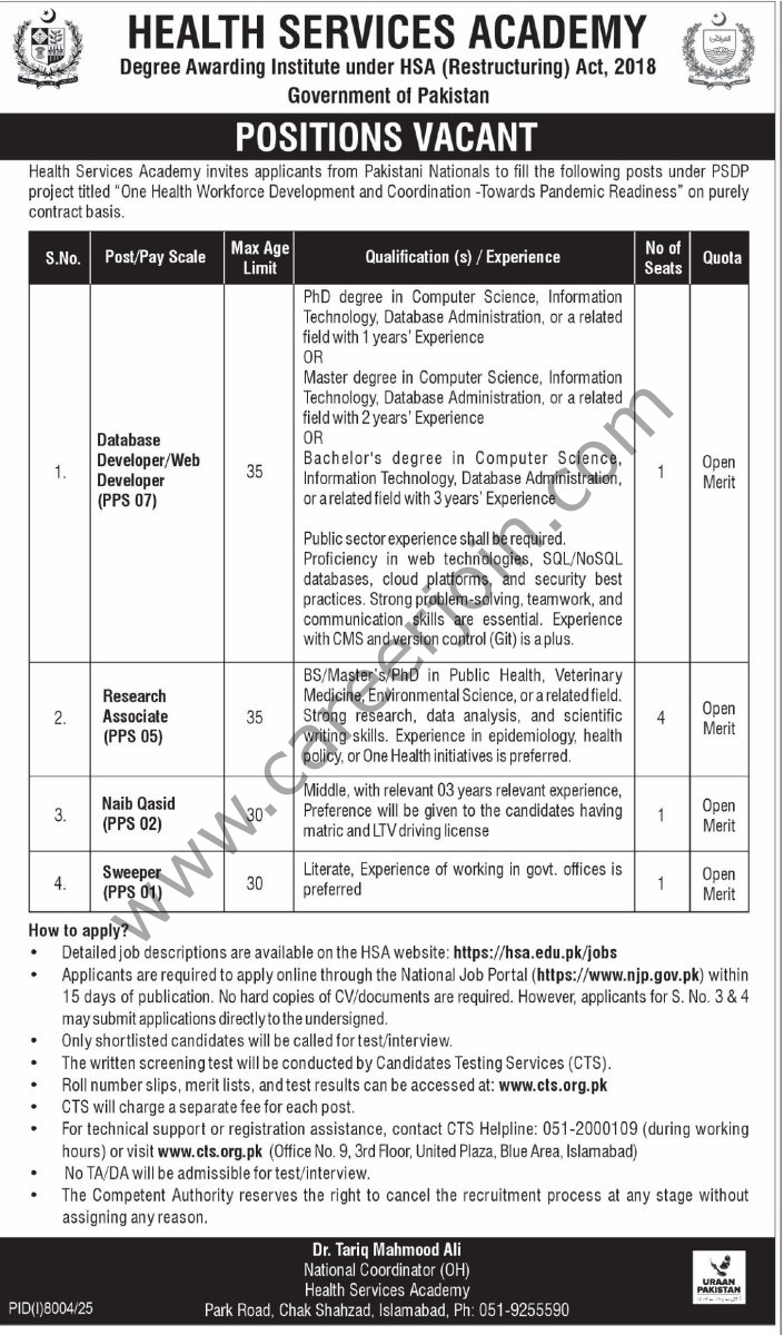 Health Services Academy Jobs 03 April 2026 Express Tribune 1