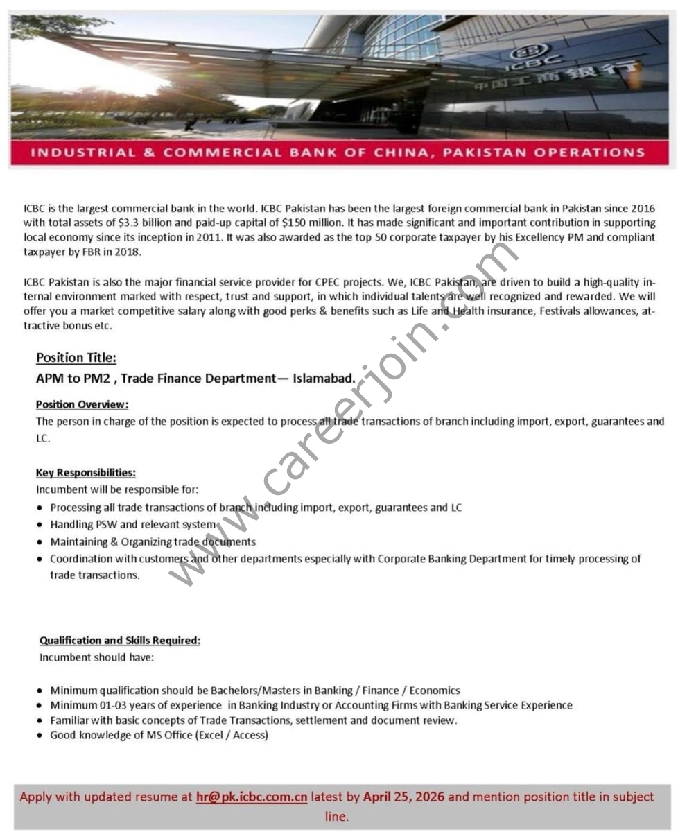 ICBC Pakistan Operations Jobs APM to PM2 1