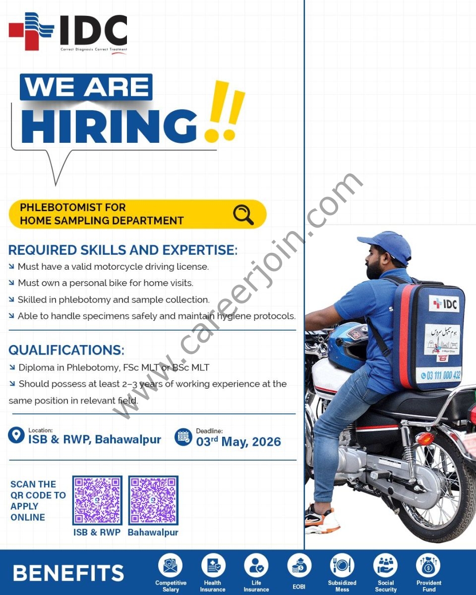 Islamabad Diagnostic Centre (IDC) Jobs May 2026 1
