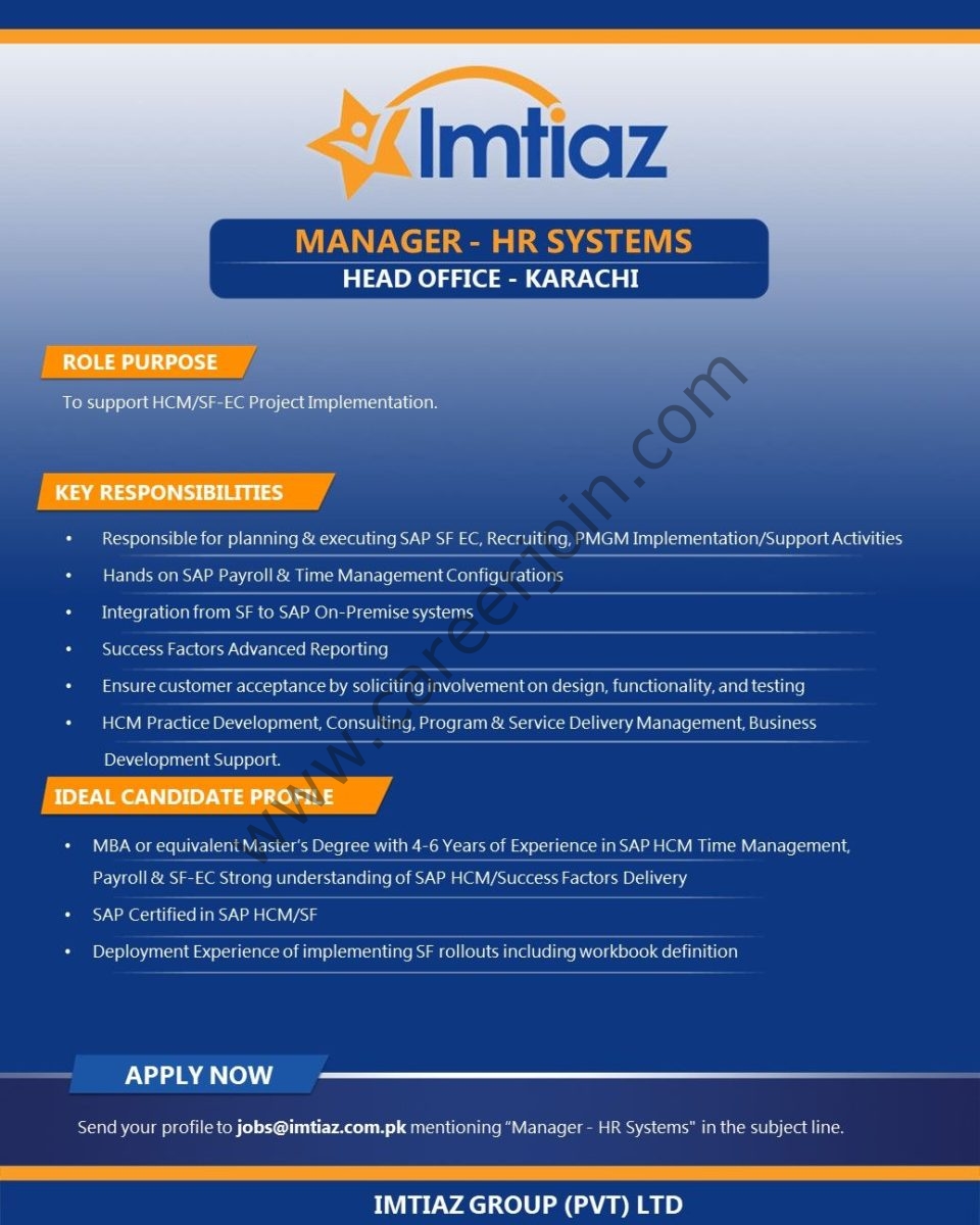 Imtiaz Super Market Jobs Manager HR Systems 1