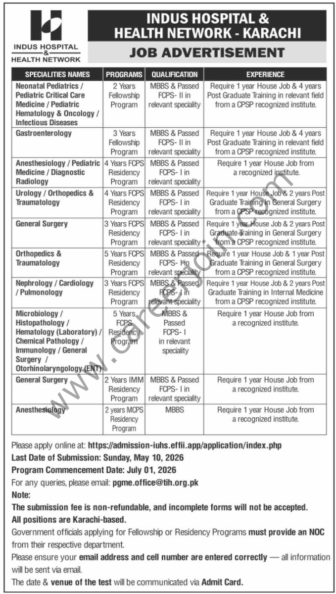 Indus Hospital & Health Network Jobs 26 April 2026 Dawn 1