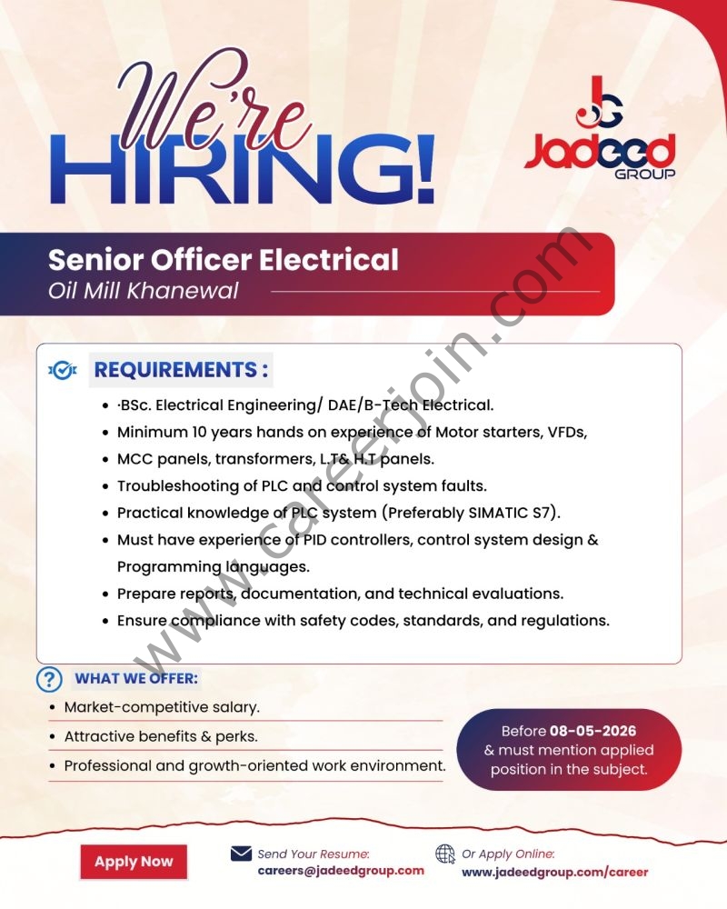 Jadeed Group Of Companies Jobs Senior Officer Electrical 1