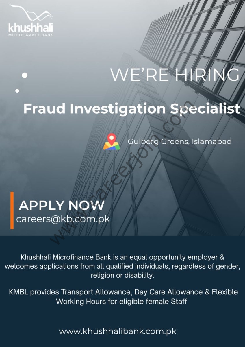 Khushhali Microfinance Bank Limited Jobs Fraud Investigation Specialist 1