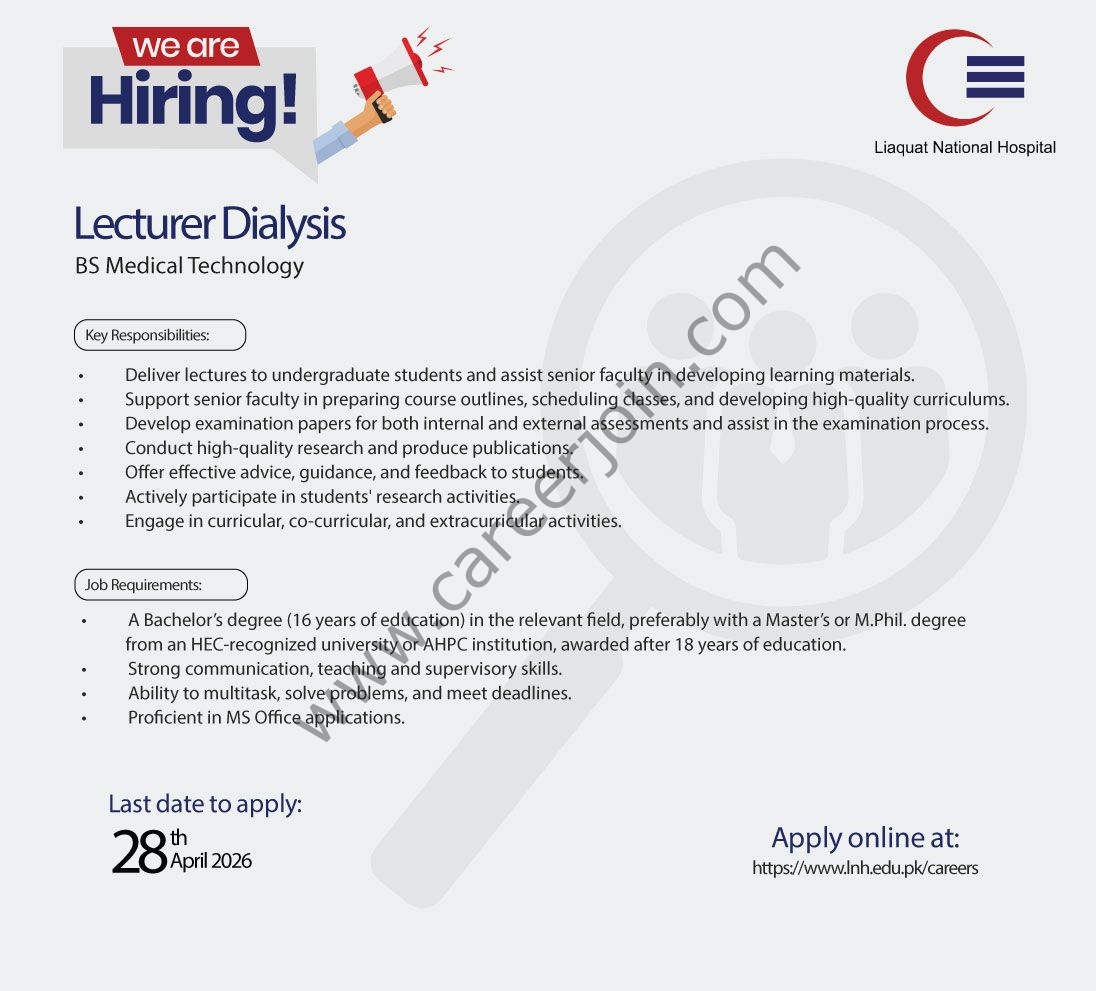 Liaquat National Hospital LNH Jobs April 2026 2