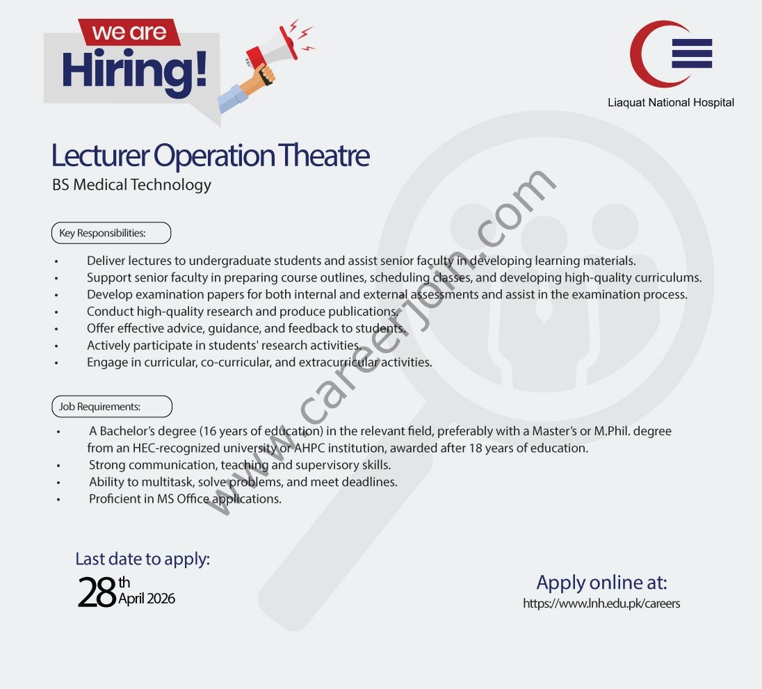 Liaquat National Hospital LNH Jobs April 2026 3