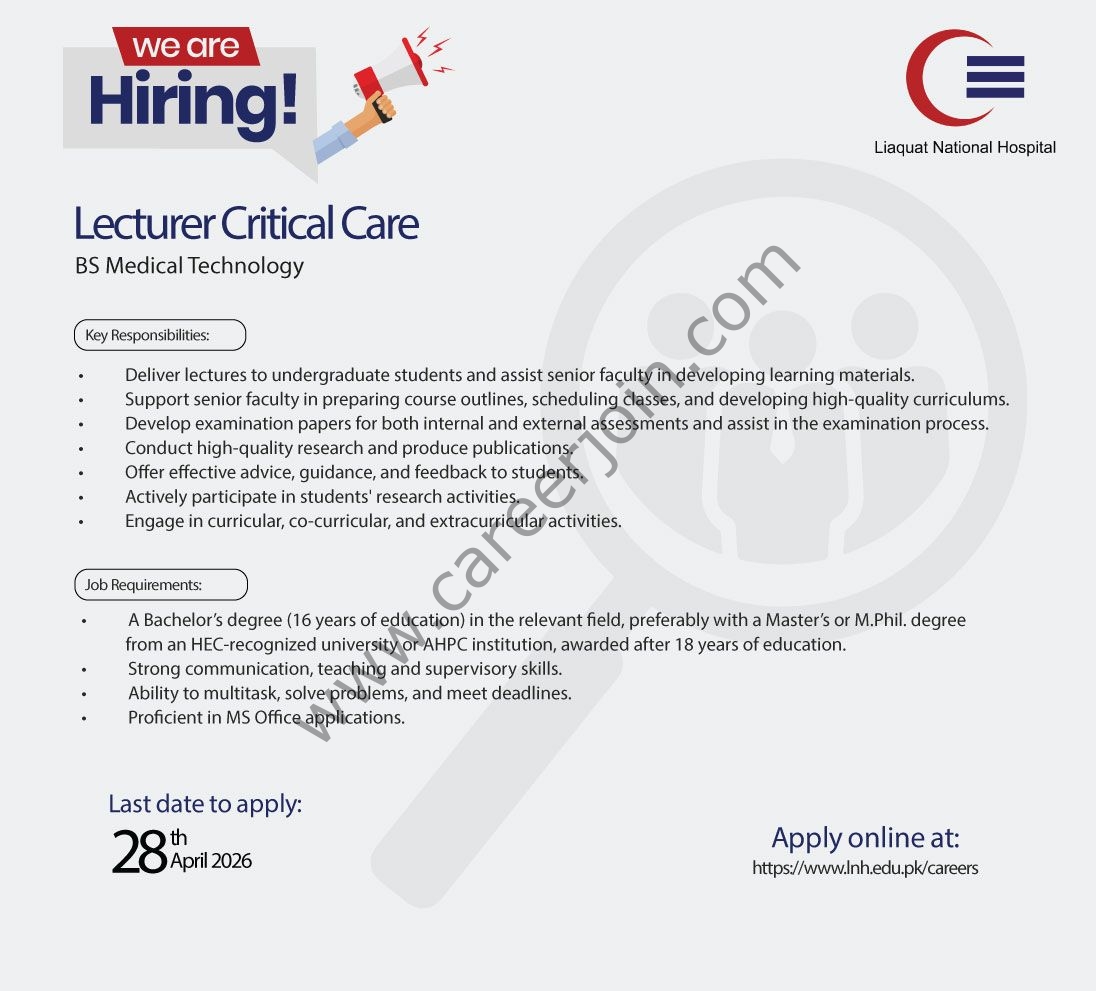 Liaquat National Hospital LNH Jobs April 2026 4