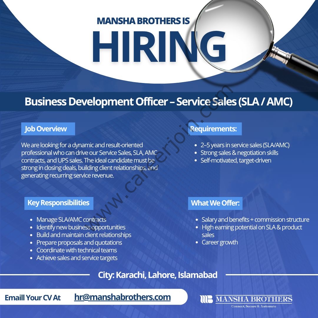 Mansha Brothers Jobs Business Development Officer 1