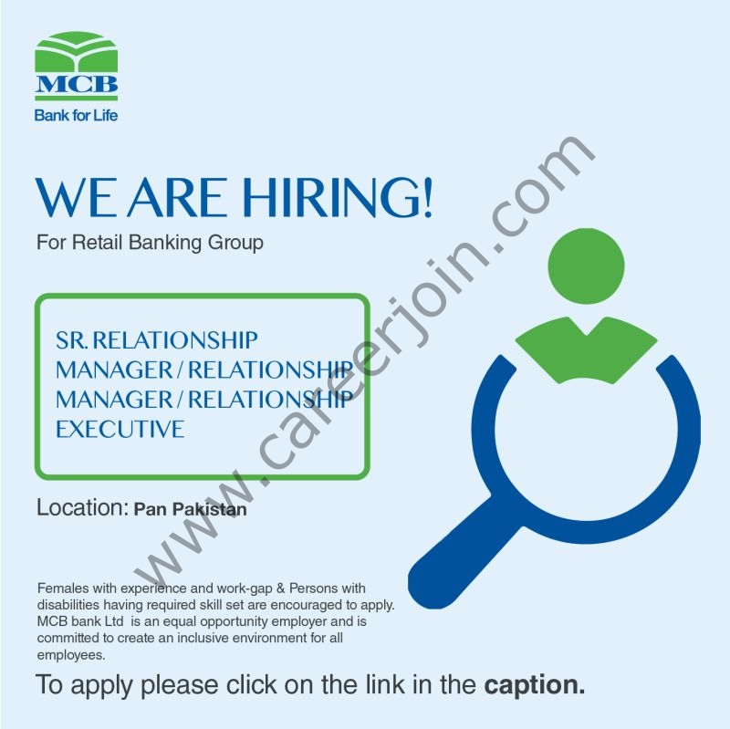 MCB Bank Limited Jobs Senior Relationship Manager / Relationship Manager / Relationship Executive 1