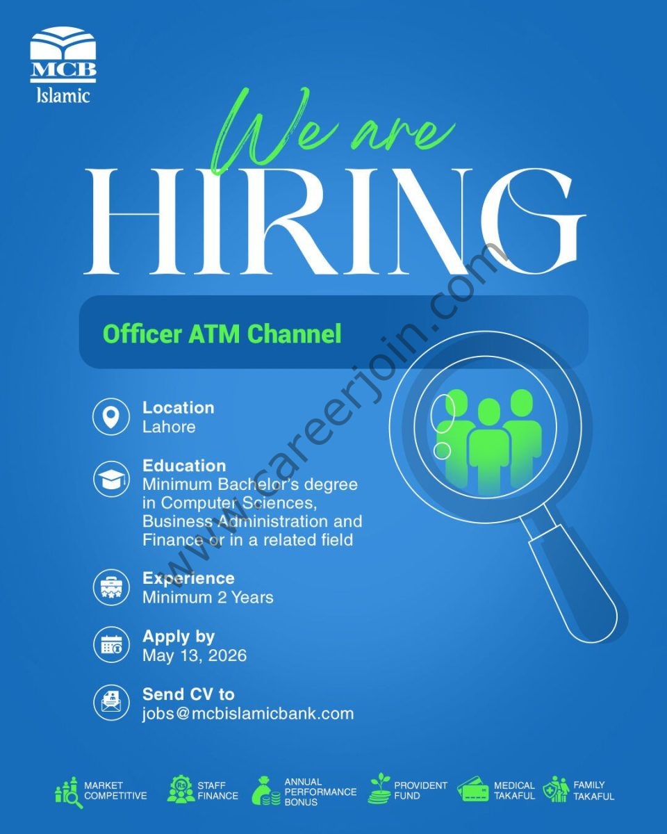 MCB Islamic Bank Jobs Officer ATM Channel 1
