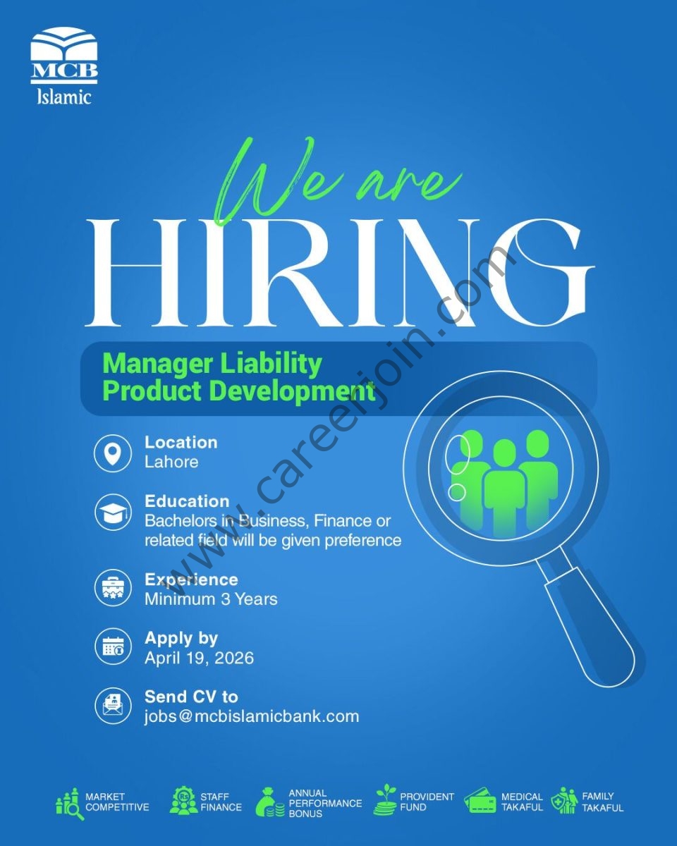 MCB Islamic Bank Jobs Manager Liability Product Development 1