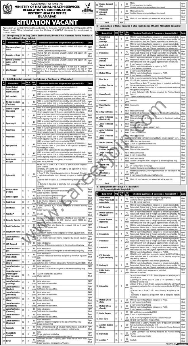 Ministry of National Health Services Regulation & Coordination Jobs 31 March 2026 Express Tribune 1