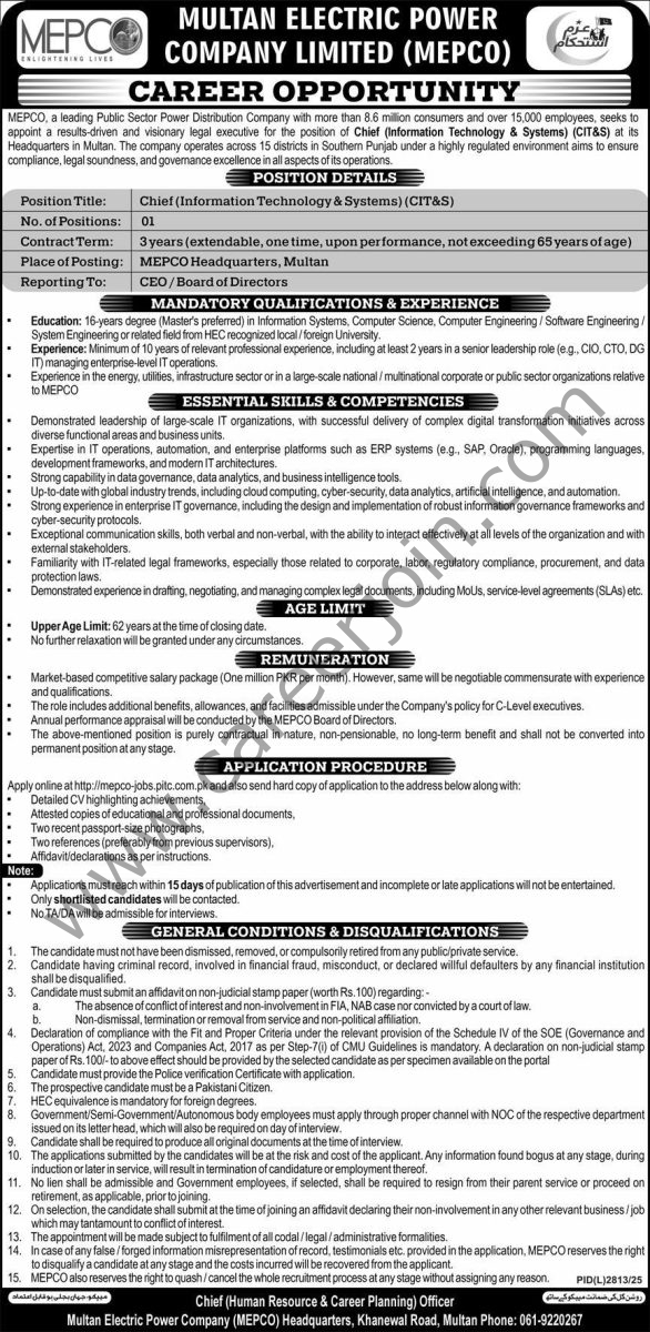 Multan Electric Power Co Ltd MEPCO Jobs 17 April 2026 Express 01 1