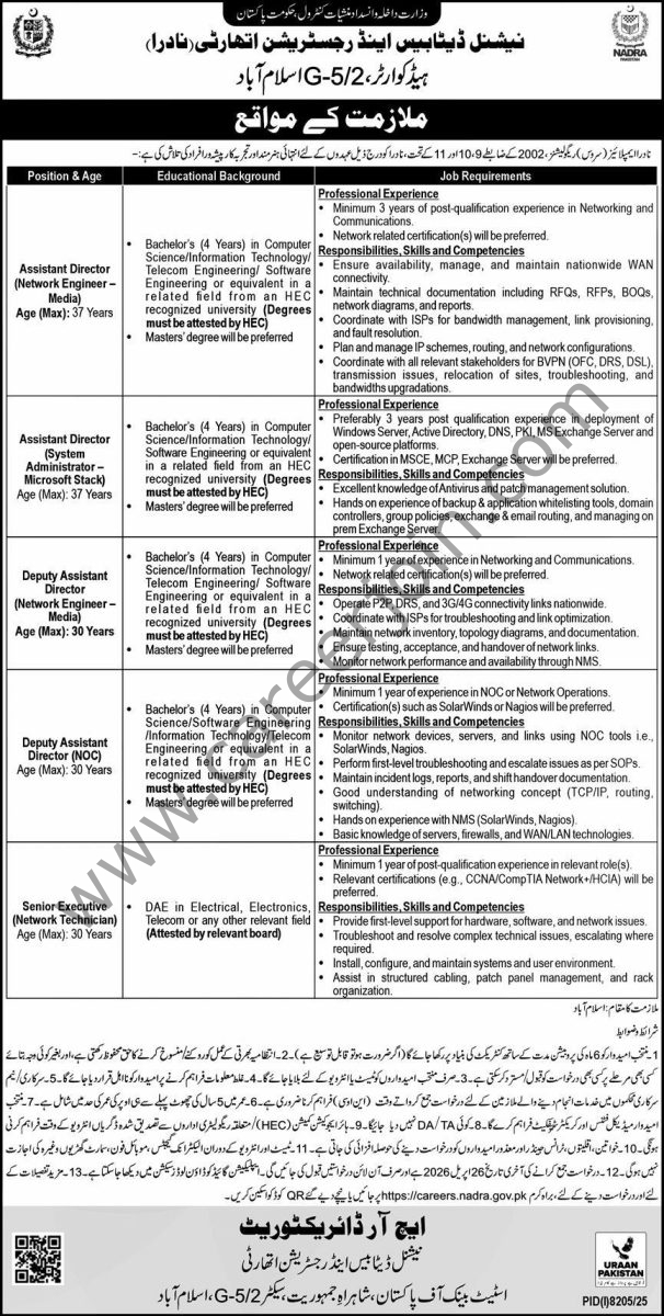 National Database & Registration Authority NADRA Jobs 12 April 2026 Express 1