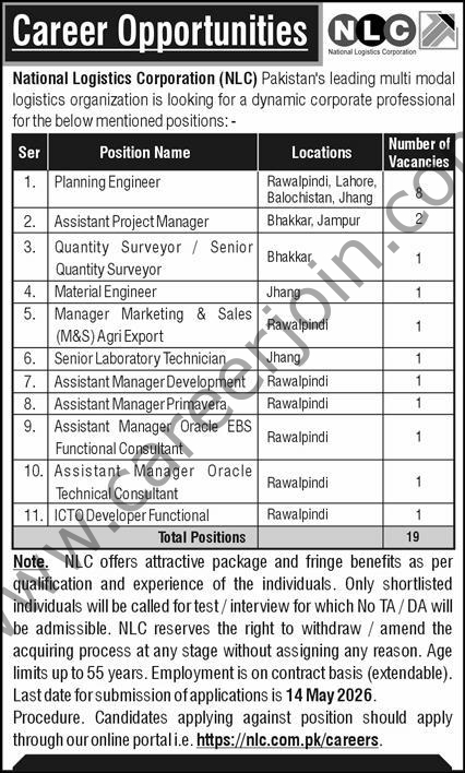 National Logistics Corp NLC Jobs 29 April 2026 Express 1