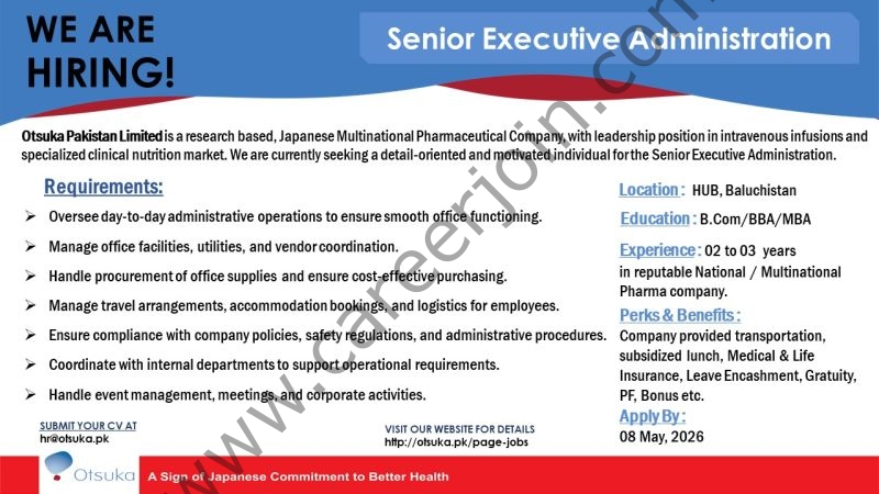Otsuka Pakistan Limited Jobs Senior Executive Administration 1