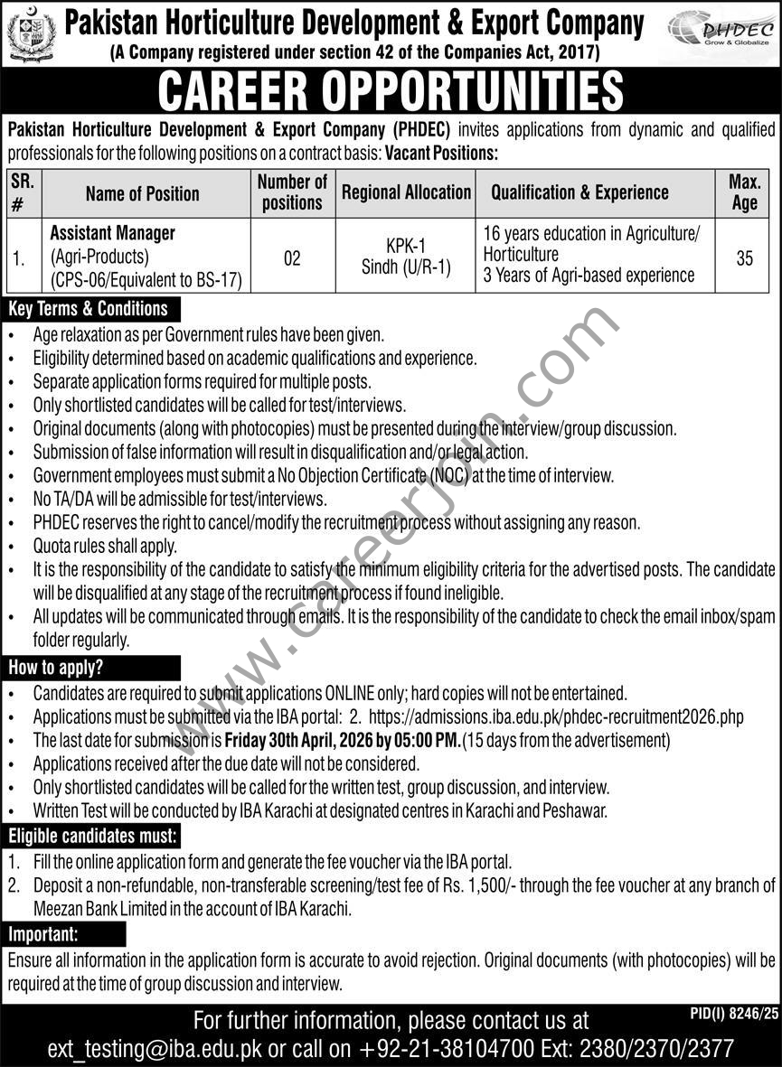 Pakistan Horticulture Development & Export Co Jobs 14 April 2026 Express 1
