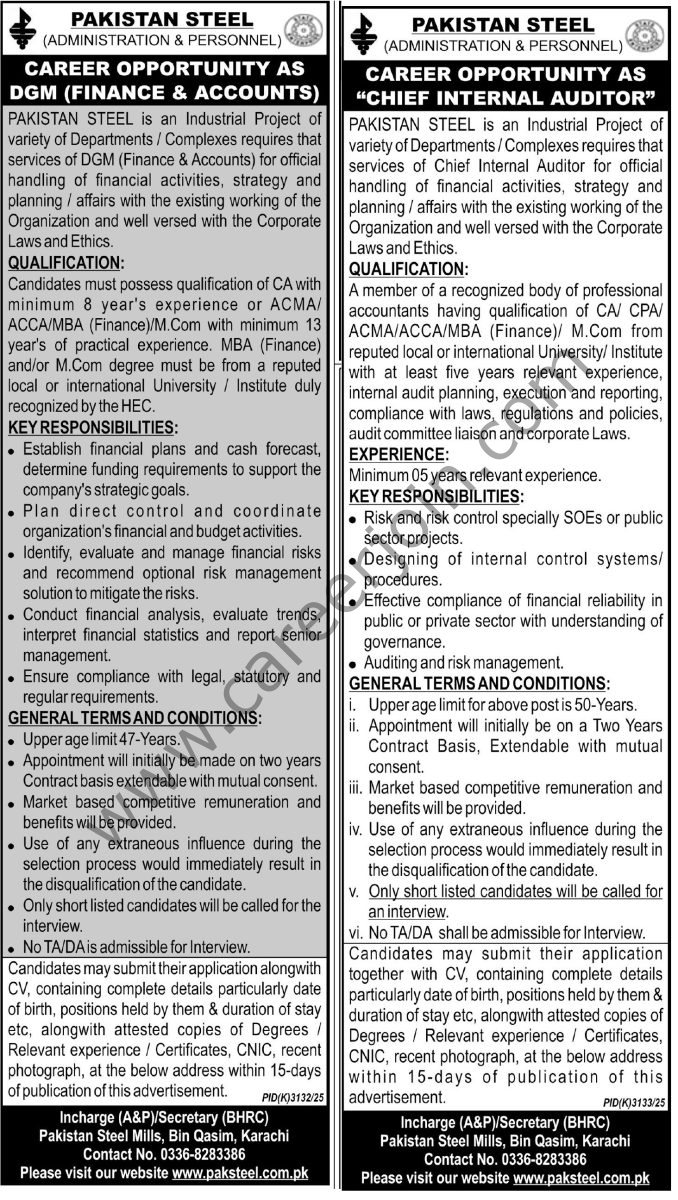 Pakistan Steel Jobs 01 April 2026 Express Tribune 1
