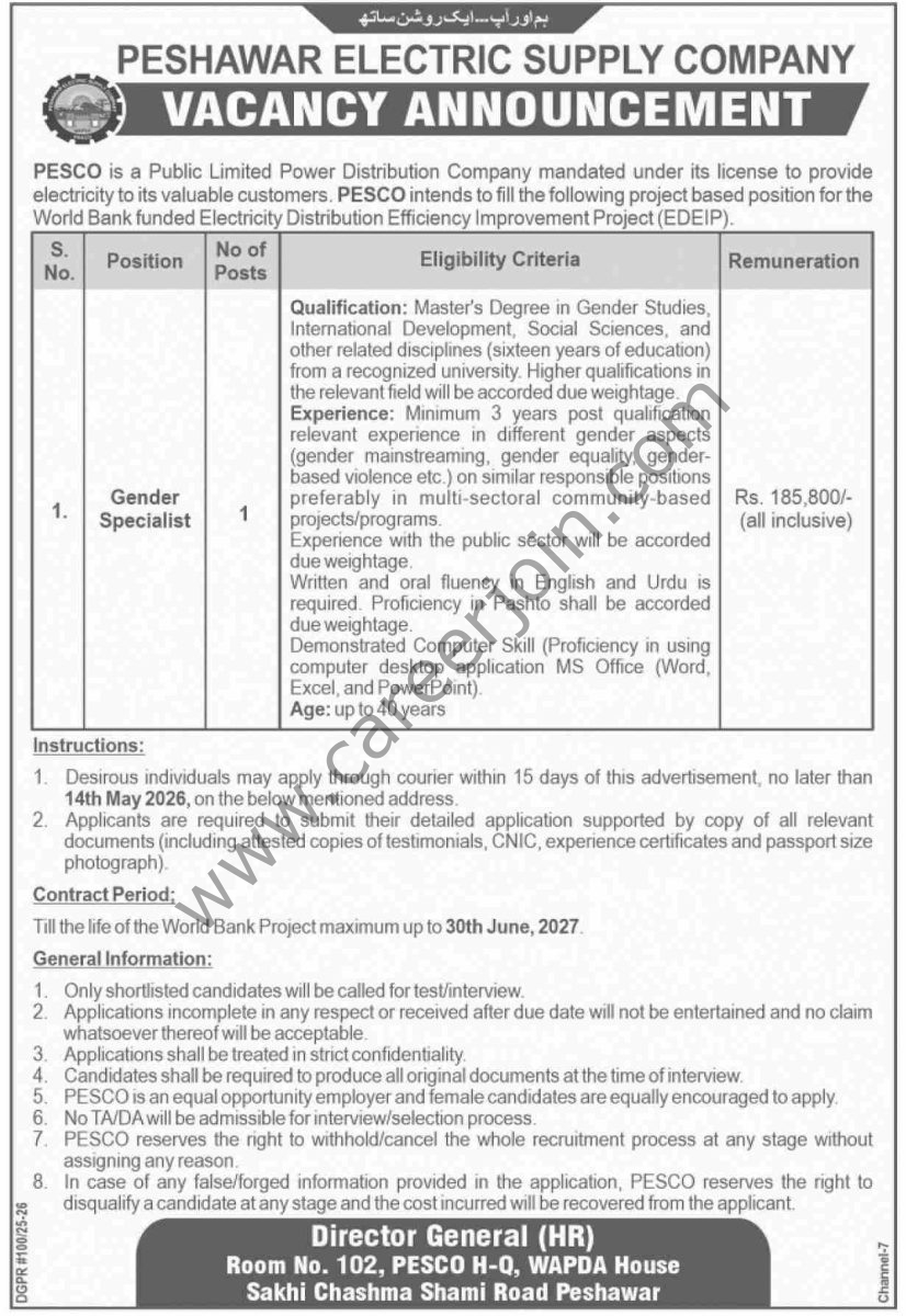 Peshawar Electric Supply Co PESCO Jobs 28 April 2026 Dawn 01 1