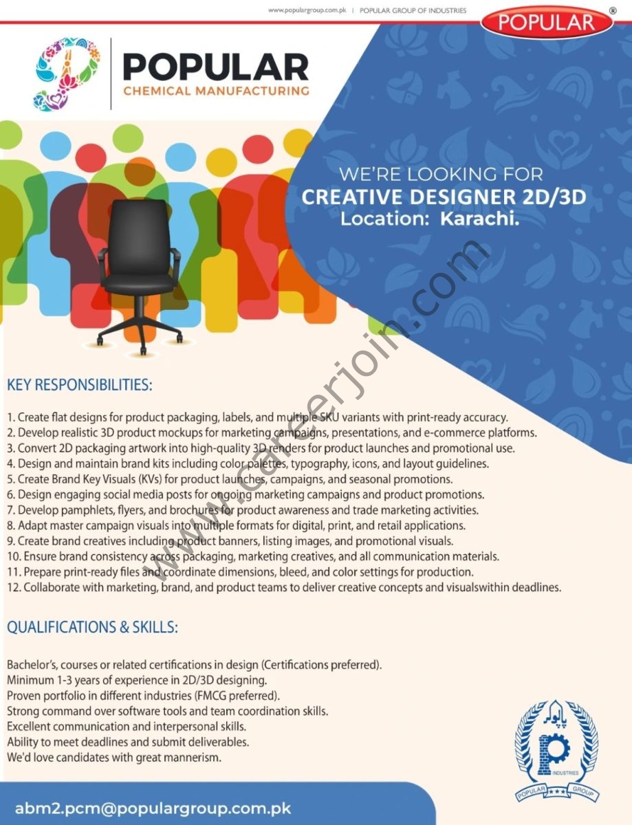 Popular Chemical Manufacturing Jobs Creative Designer (2D/3D) 1