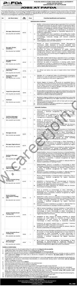 Punjab Agriculture Food & Drug Authority PAFDA Jobs 23 April 2026 Express Tribune 1