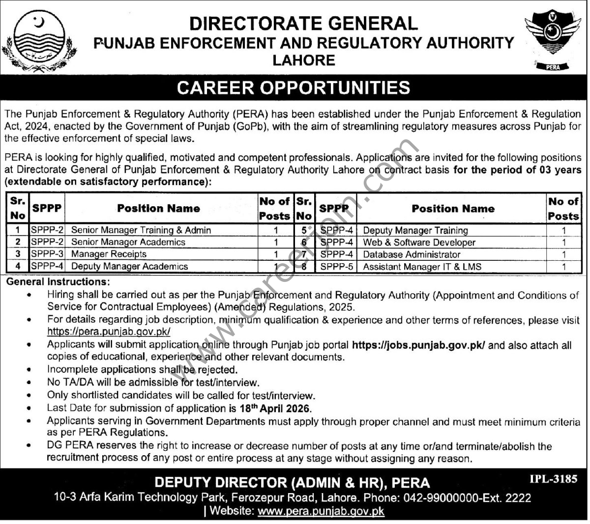 Punjab Enforcement & Regulatory Authority Jobs 03 April 2026 Express Tribune 1