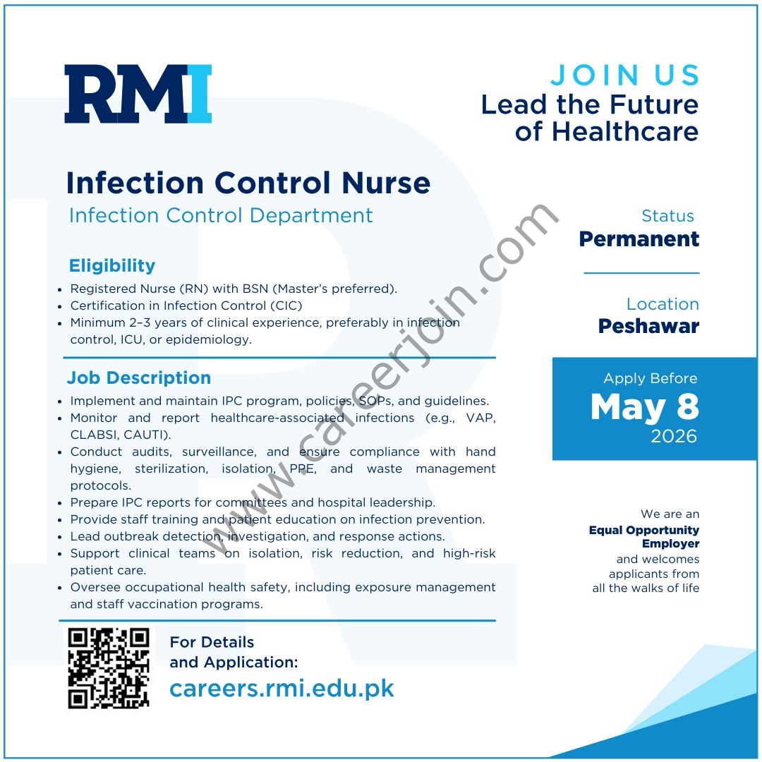 Rehman Medical Institute RMI Jobs Infection Control Nurse 1