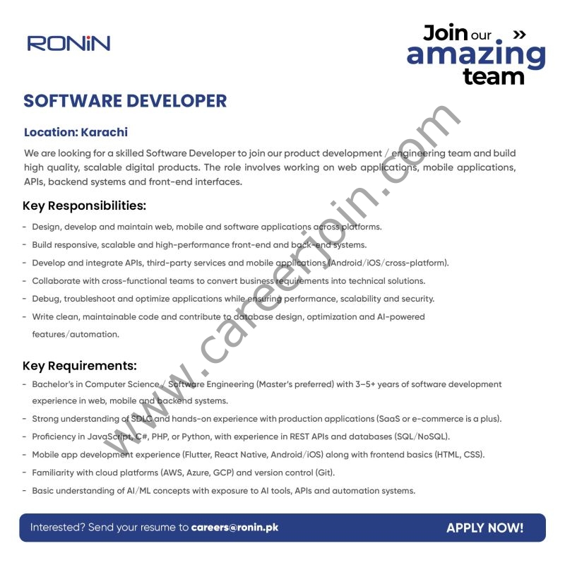 RONIN Pakistan Jobs Software Developer 1