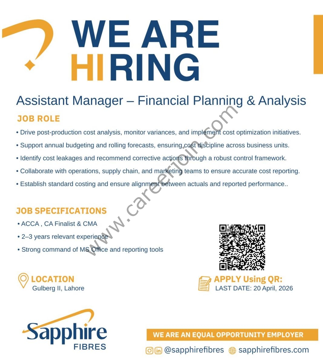 Sapphire Fibres Limited Jobs Assistant Manager Financial Planning & Analysis 1