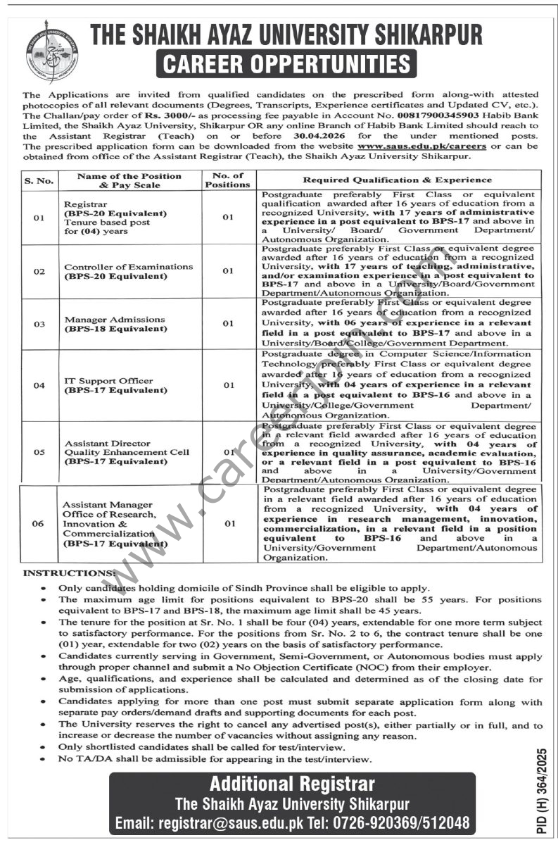 Shaikh Ayaz University Shikarpur Jobs 08 April 2026 Express Tribune 1