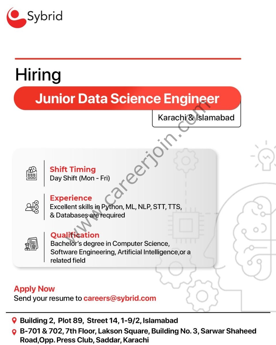 Sybrid Pvt Ltd Jobs Junior Data Science Engineer 1