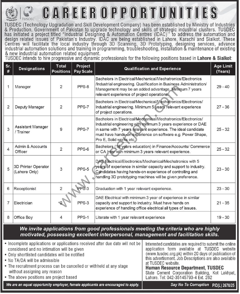 TUSDEC Jobs 03 April 2026 Express Tribune 1