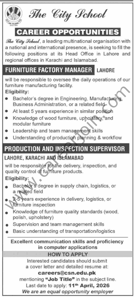 The City School Jobs 05 April 2026 Dawn 1