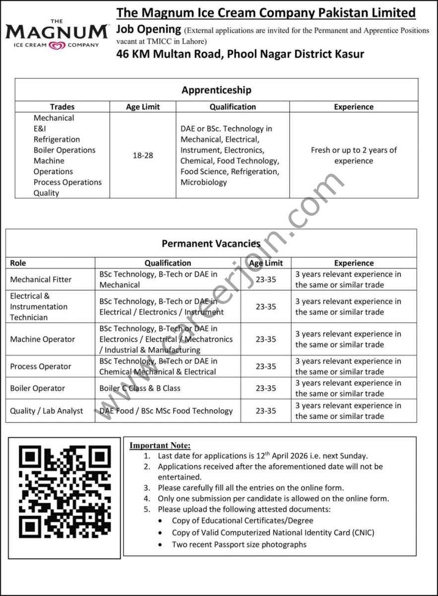 The Magnum Ice Cream Co Pakistan Ltd Jobs 05 April 2026 Express 1