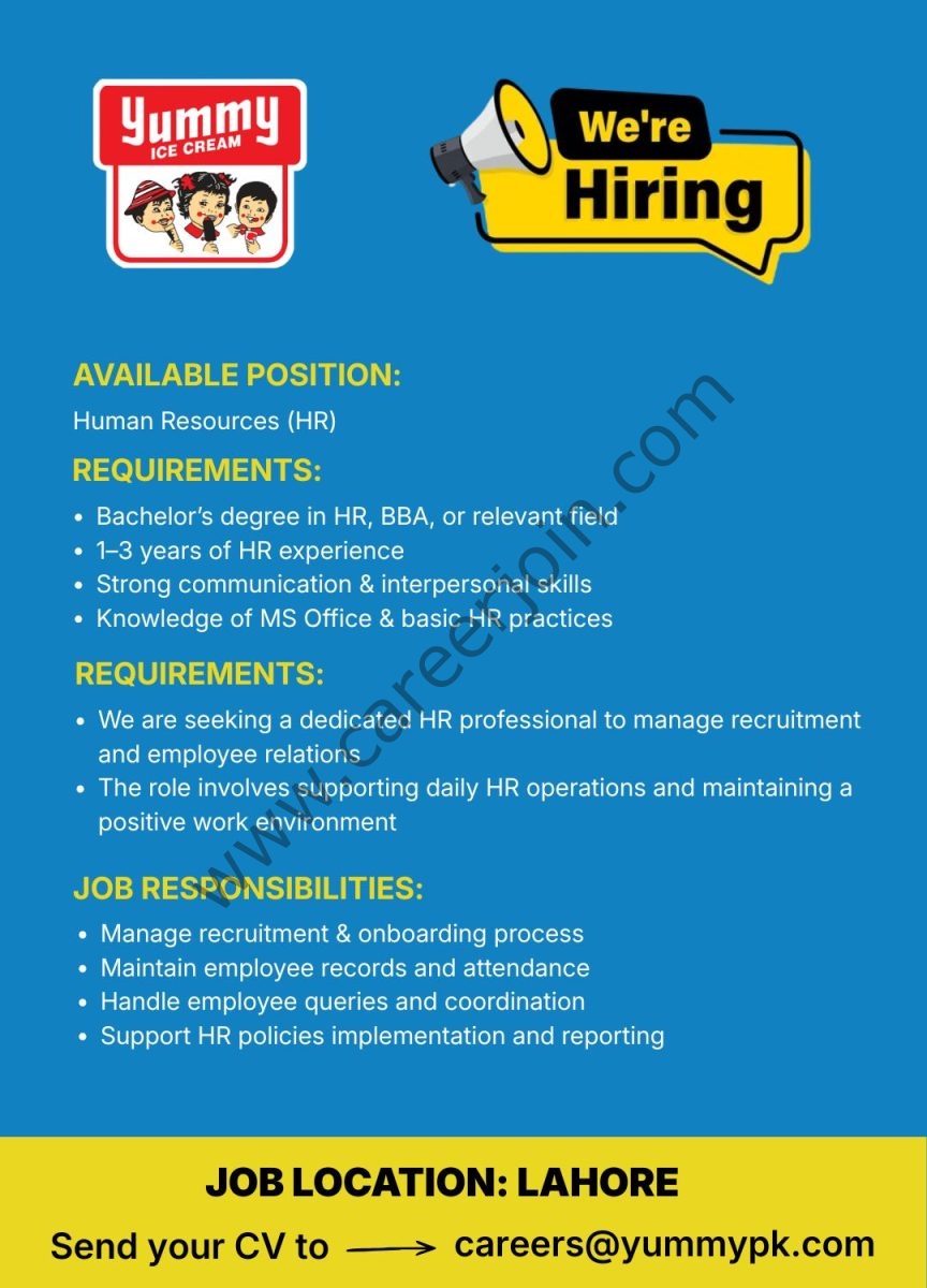 Yummy Milk & Food Products Jobs HR Executive 1
