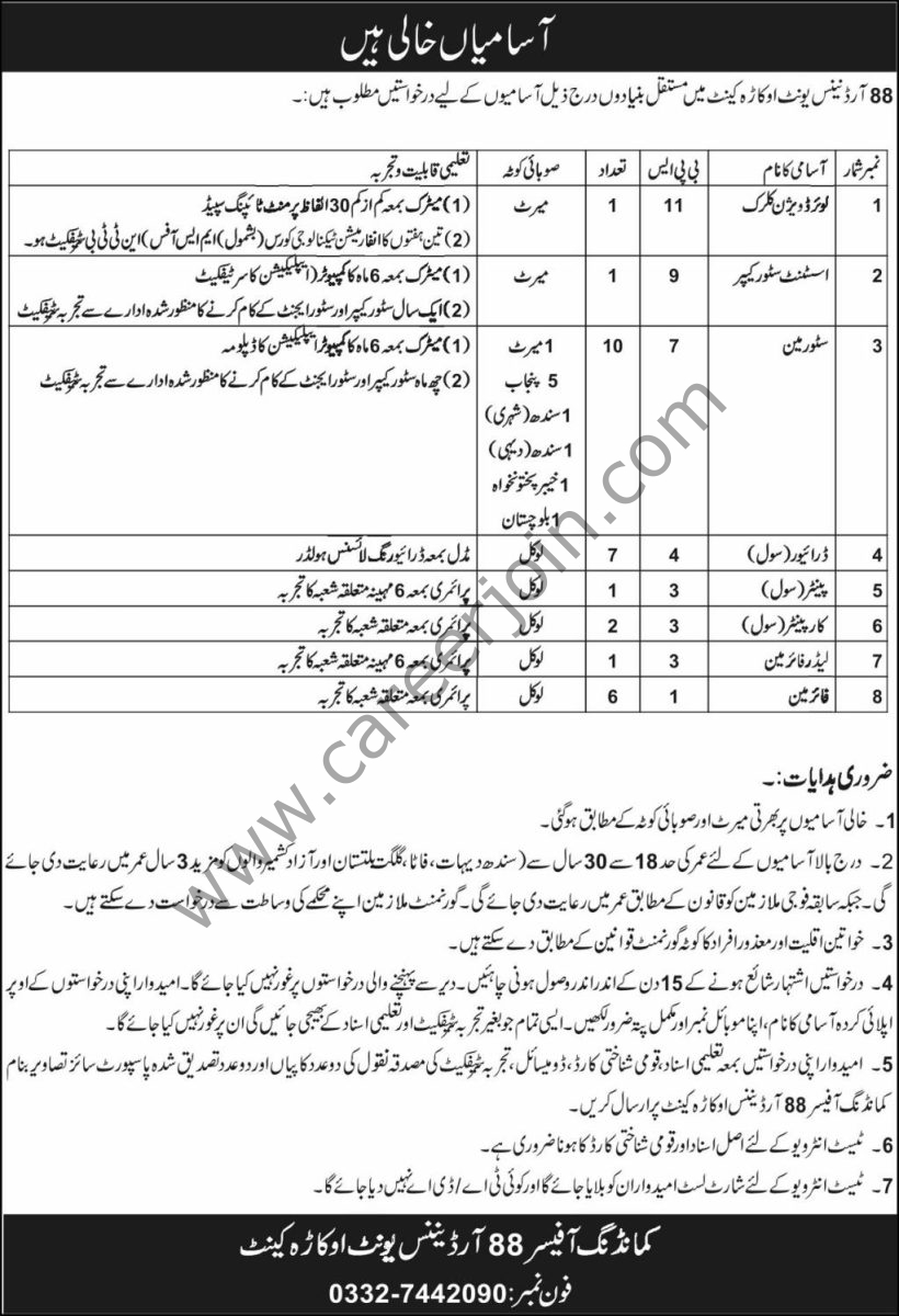 88 Ordnance Unit Okara Cantt Jobs 06 May 2026 Express 1