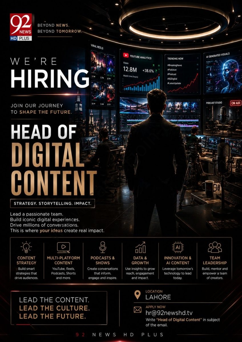 92 News HD Plus Jobs Head of Digital Content 1