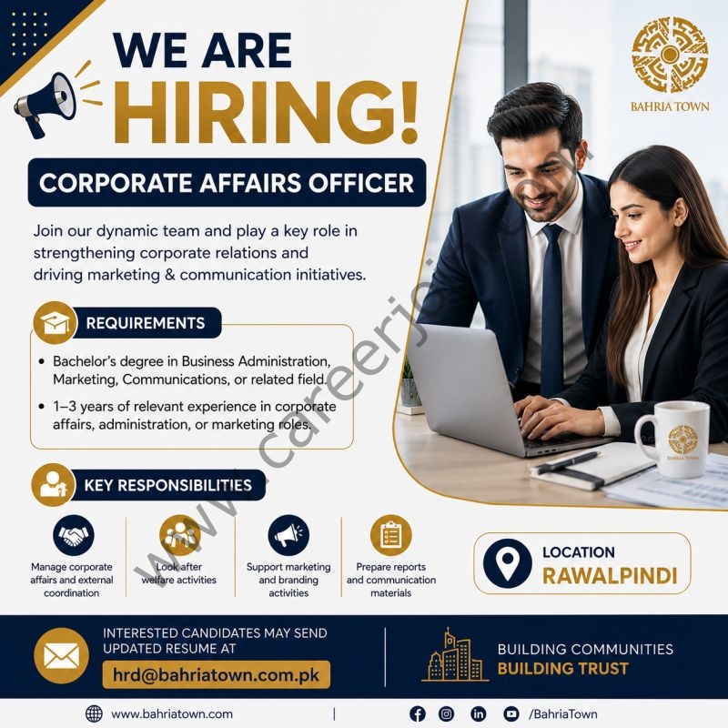 Bahria Town Jobs Corporate Affairs Officer 1