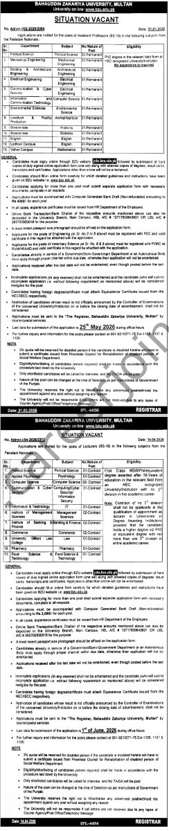 Bahauddin Zakariya University Jobs 07 May 2026 Express Tribune 123