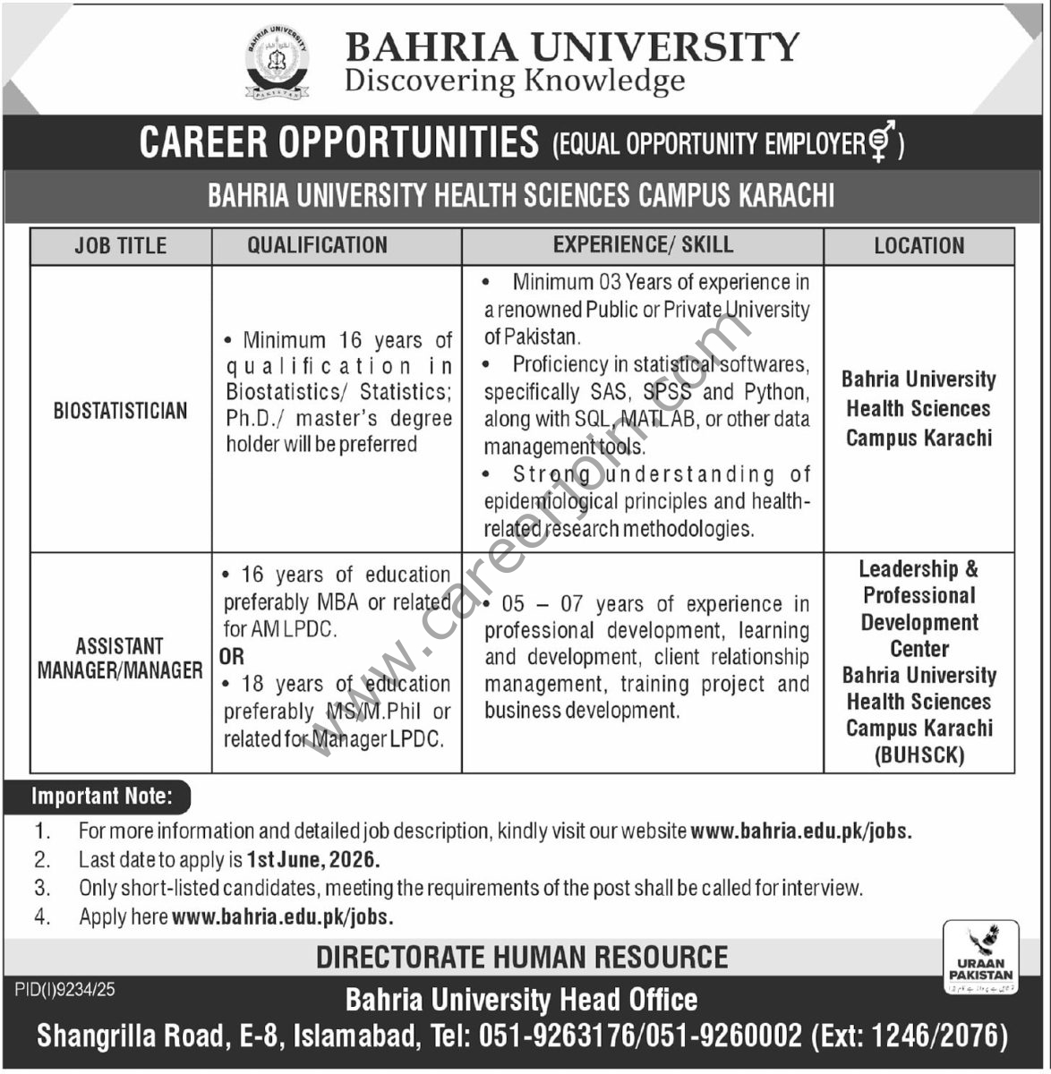Bahria University Jobs 17 May 2026 Express Tribune 1