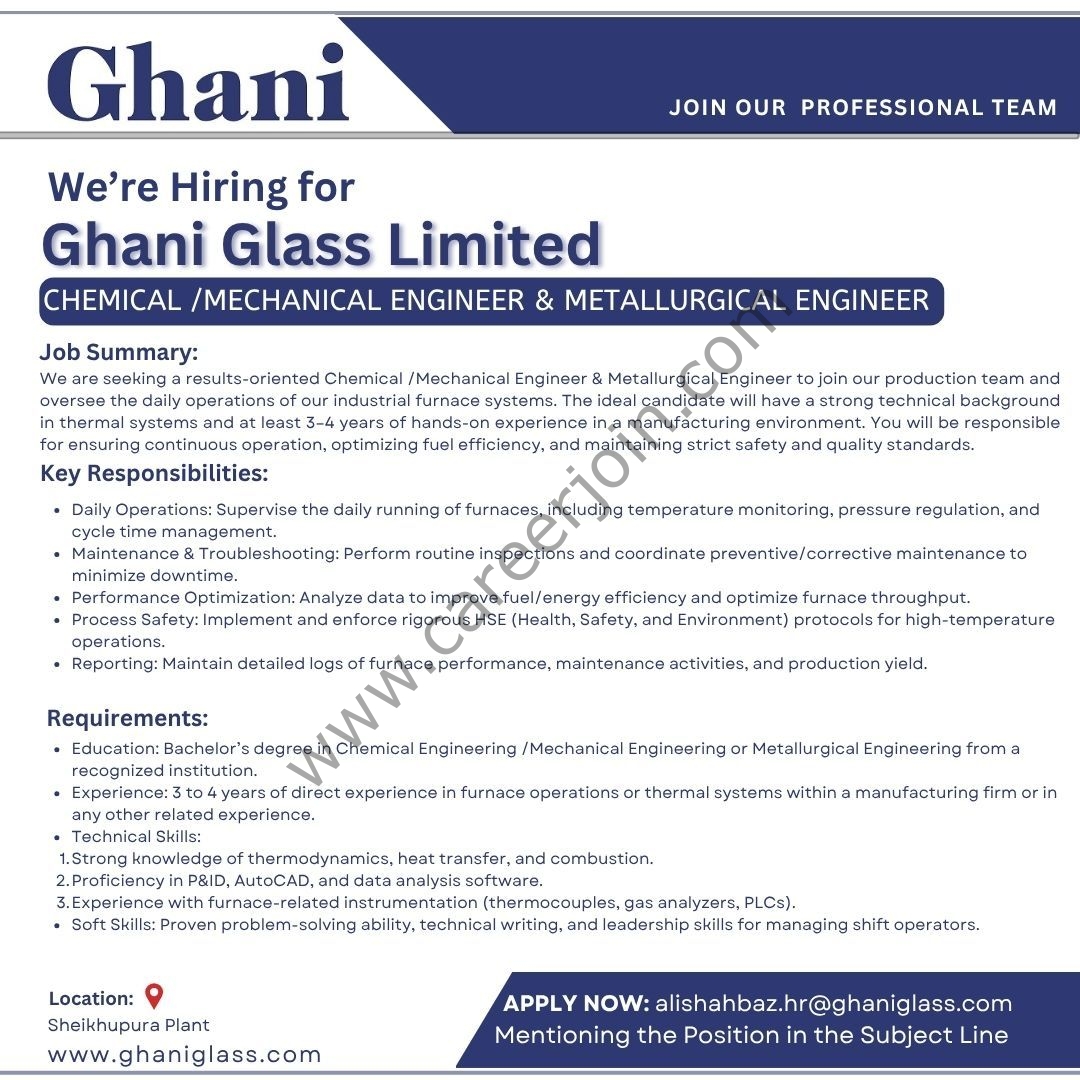 Ghani Glass Limited Jobs May 2026 1