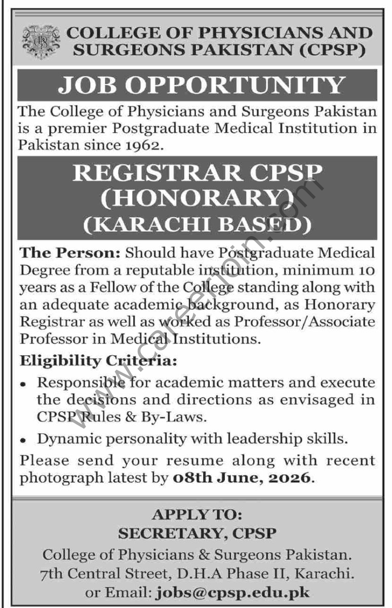 College of Physicians & Surgeons Jobs 24 May 2026 Dawn 01 1